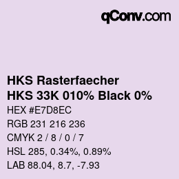 Farbcode: HKS Rasterfaecher - HKS 33K 010% Black 0% | qconv.com