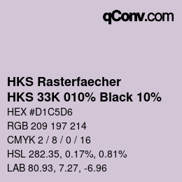 Code couleur: HKS Rasterfaecher - HKS 33K 010% Black 10% | qconv.com