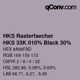 Farbcode: HKS Rasterfaecher - HKS 33K 010% Black 30% | qconv.com