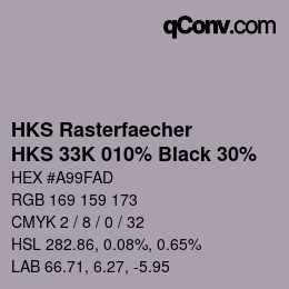 Color code: HKS Rasterfaecher - HKS 33K 010% Black 30% | qconv.com