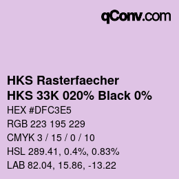 Farbcode: HKS Rasterfaecher - HKS 33K 020% Black 0% | qconv.com