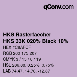 Farbcode: HKS Rasterfaecher - HKS 33K 020% Black 10% | qconv.com
