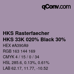 Farbcode: HKS Rasterfaecher - HKS 33K 020% Black 30% | qconv.com