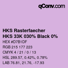 Code couleur: HKS Rasterfaecher - HKS 33K 030% Black 0% | qconv.com