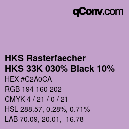 Código de color: HKS Rasterfaecher - HKS 33K 030% Black 10% | qconv.com