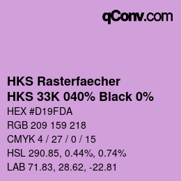 カラーコード: HKS Rasterfaecher - HKS 33K 040% Black 0% | qconv.com