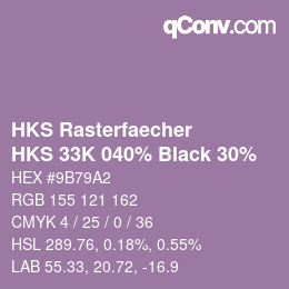 カラーコード: HKS Rasterfaecher - HKS 33K 040% Black 30% | qconv.com