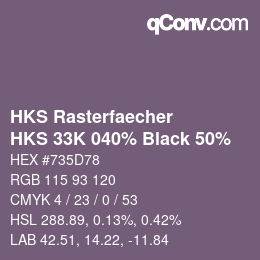 Color code: HKS Rasterfaecher - HKS 33K 040% Black 50% | qconv.com