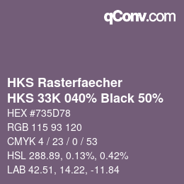 Color code: HKS Rasterfaecher - HKS 33K 040% Black 50% | qconv.com