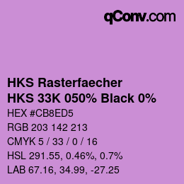 Farbcode: HKS Rasterfaecher - HKS 33K 050% Black 0% | qconv.com