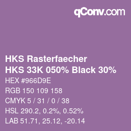 Farbcode: HKS Rasterfaecher - HKS 33K 050% Black 30% | qconv.com