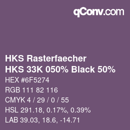 Farbcode: HKS Rasterfaecher - HKS 33K 050% Black 50% | qconv.com