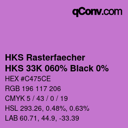 Color code: HKS Rasterfaecher - HKS 33K 060% Black 0% | qconv.com