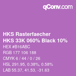 Code couleur: HKS Rasterfaecher - HKS 33K 060% Black 10% | qconv.com