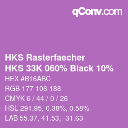 カラーコード: HKS Rasterfaecher - HKS 33K 060% Black 10% | qconv.com