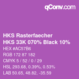 Code couleur: HKS Rasterfaecher - HKS 33K 070% Black 10% | qconv.com