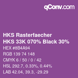 Color code: HKS Rasterfaecher - HKS 33K 070% Black 30% | qconv.com