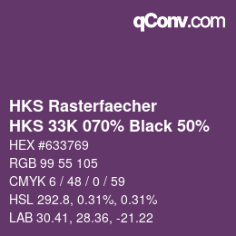 Code couleur: HKS Rasterfaecher - HKS 33K 070% Black 50% | qconv.com