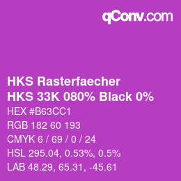 カラーコード: HKS Rasterfaecher - HKS 33K 080% Black 0% | qconv.com