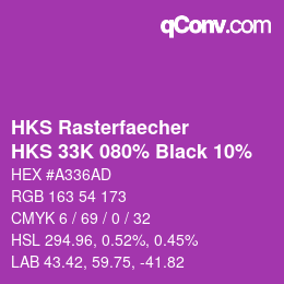 カラーコード: HKS Rasterfaecher - HKS 33K 080% Black 10% | qconv.com