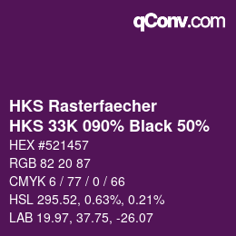 Farbcode: HKS Rasterfaecher - HKS 33K 090% Black 50% | qconv.com