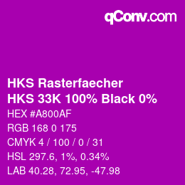 Color code: HKS Rasterfaecher - HKS 33K 100% Black 0% | qconv.com