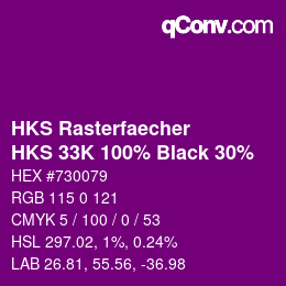 Farbcode: HKS Rasterfaecher - HKS 33K 100% Black 30% | qconv.com