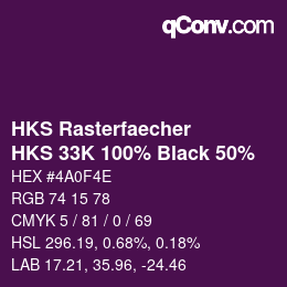 Color code: HKS Rasterfaecher - HKS 33K 100% Black 50% | qconv.com