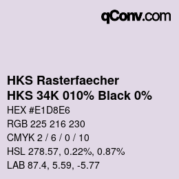 Code couleur: HKS Rasterfaecher - HKS 34K 010% Black 0% | qconv.com