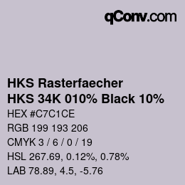 Color code: HKS Rasterfaecher - HKS 34K 010% Black 10% | qconv.com