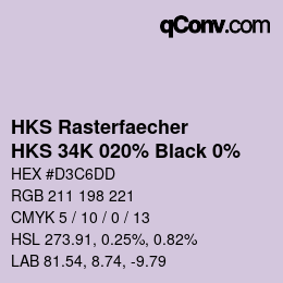 Color code: HKS Rasterfaecher - HKS 34K 020% Black 0% | qconv.com