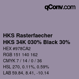 カラーコード: HKS Rasterfaecher - HKS 34K 030% Black 30% | qconv.com