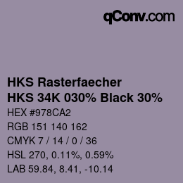 Color code: HKS Rasterfaecher - HKS 34K 030% Black 30% | qconv.com