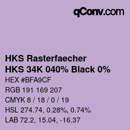 Código de color: HKS Rasterfaecher - HKS 34K 040% Black 0% | qconv.com