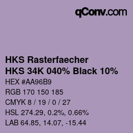 Código de color: HKS Rasterfaecher - HKS 34K 040% Black 10% | qconv.com