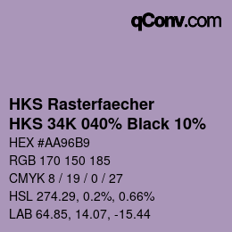 カラーコード: HKS Rasterfaecher - HKS 34K 040% Black 10% | qconv.com