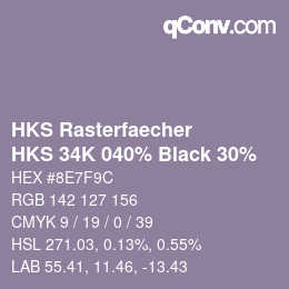 Farbcode: HKS Rasterfaecher - HKS 34K 040% Black 30% | qconv.com