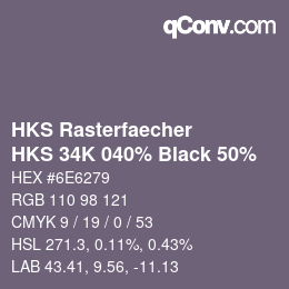 Código de color: HKS Rasterfaecher - HKS 34K 040% Black 50% | qconv.com