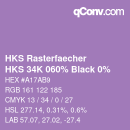 Color code: HKS Rasterfaecher - HKS 34K 060% Black 0% | qconv.com