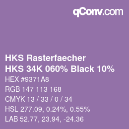 Color code: HKS Rasterfaecher - HKS 34K 060% Black 10% | qconv.com