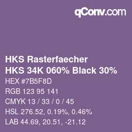 Color code: HKS Rasterfaecher - HKS 34K 060% Black 30% | qconv.com