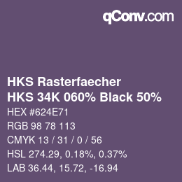 Color code: HKS Rasterfaecher - HKS 34K 060% Black 50% | qconv.com