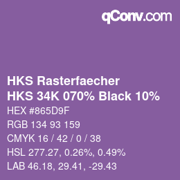 Farbcode: HKS Rasterfaecher - HKS 34K 070% Black 10% | qconv.com