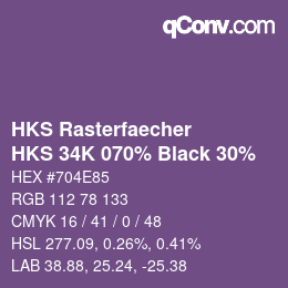 カラーコード: HKS Rasterfaecher - HKS 34K 070% Black 30% | qconv.com