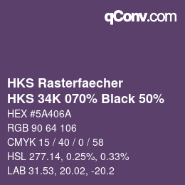カラーコード: HKS Rasterfaecher - HKS 34K 070% Black 50% | qconv.com