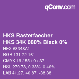 Farbcode: HKS Rasterfaecher - HKS 34K 080% Black 0% | qconv.com