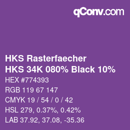 カラーコード: HKS Rasterfaecher - HKS 34K 080% Black 10% | qconv.com