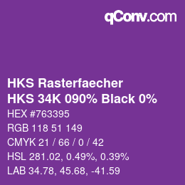 カラーコード: HKS Rasterfaecher - HKS 34K 090% Black 0% | qconv.com