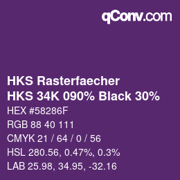 カラーコード: HKS Rasterfaecher - HKS 34K 090% Black 30% | qconv.com