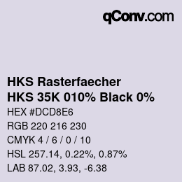 Code couleur: HKS Rasterfaecher - HKS 35K 010% Black 0% | qconv.com